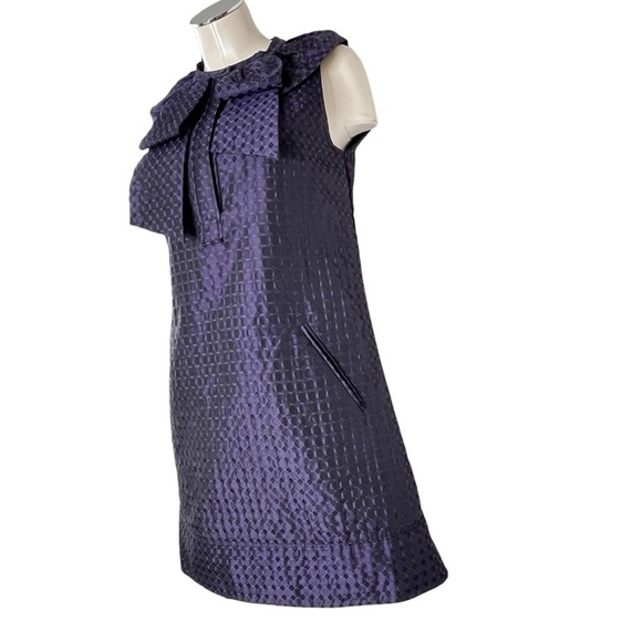 NWOT BCBG MaxAzria Dark Textured Purple Ruffle Collar Dress Women's Size M - Picture 4 of 16